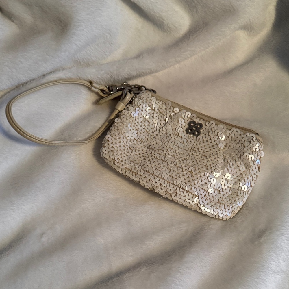 Coach Elegant Cream Sequin Wristlet